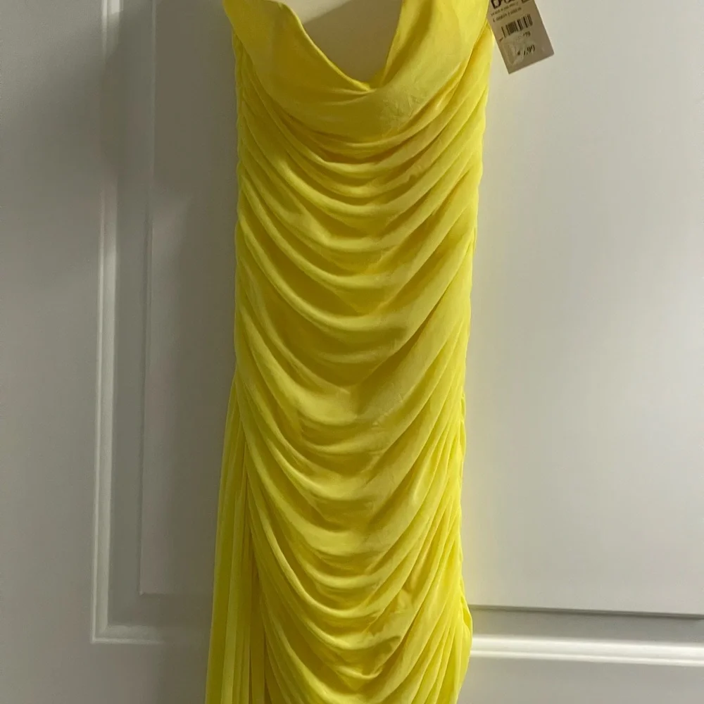 Elegant Yellow Draped Dress